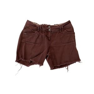Anthropologie BICA CHEIA Womens Shorts Brown Denim Cut Off Raw Hem Size 29